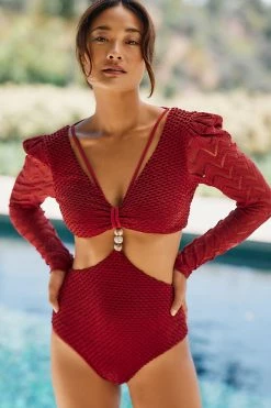 Buy ???? PatBO Textured Lycra One-Piece ???? Swimsuit WINE ???? -Sweaty Betty Shop unnamed file 1156