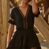 Outlet ???? Peixoto Embroidered Lace Cover-Up Mini ???? Dress BLACK ????