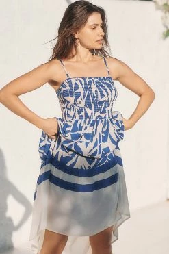 Flash Sale ???? By Anthropologie Smocked Maxi ???? Dress BLUE MOTIF ???? -Sweaty Betty Shop unnamed file 1592