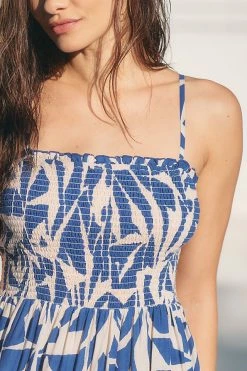 Flash Sale ???? By Anthropologie Smocked Maxi ???? Dress BLUE MOTIF ???? -Sweaty Betty Shop unnamed file 1593