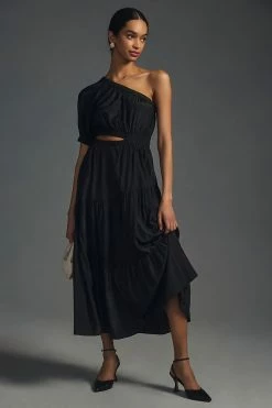 Coupon ???? Moon River One-Shoulder Cutout ???? Dress BLACK ????