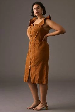 Discount ❤️ By Anthropologie Buttondown ???? Dress BROWN ???? -Sweaty Betty Shop unnamed file 1634