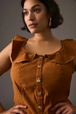 Discount ❤️ By Anthropologie Buttondown ???? Dress BROWN ???? -Sweaty Betty Shop unnamed file 1635