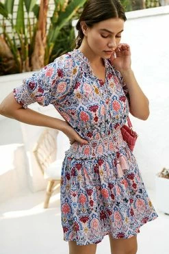 Buy ???? Roller Rabbit Ikat Paisley Fiorella Midi ???? Dress PINK ????