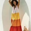 Outlet ???? By Anthropologie Colorblock Maxi ???? Dress ORANGE MOTIF ✨