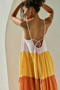 Outlet ???? By Anthropologie Colorblock Maxi ???? Dress ORANGE MOTIF ✨ -Sweaty Betty Shop unnamed file 1724