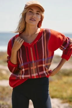 Best reviews of ⌛ Beach Riot Joey V-Neck Long-Sleeve Sweater NOVELTY ✔️