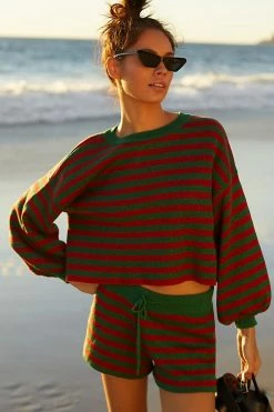 New ???? Beach Riot Balboa Holiday Glitter Stripe Shorts Dark Red ????