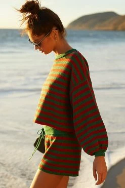 Best Sale ✨ Beach Riot Ava Holiday Glitter Stripe Sweater Dark Red ✨ -Sweaty Betty Shop unnamed file 1959
