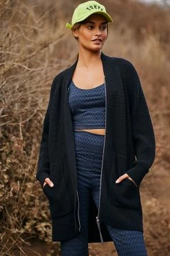 Buy ???? Varley Maybelle Zip-Front Cardigan Sweater BLACK ????