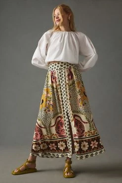 Cheap ❤️ Farm Rio Farm X Anthropologie Split-Hem ???? Skirt NEUTRAL MOTIF ???? -Sweaty Betty Shop unnamed file 2149