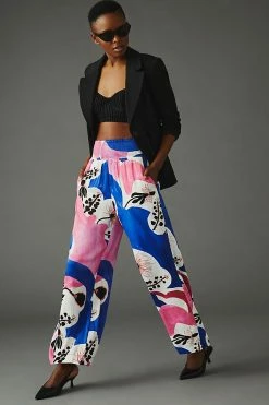 Cheap ???? Maeve Lisa Sander For Anthropologie Wide-Leg Pants BLUE ????