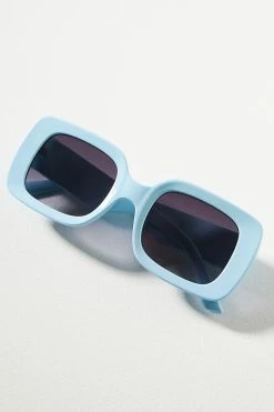New ???? By Anthropologie Beveled Rectangular ???? Sunglasses LIGHT BLUE ????