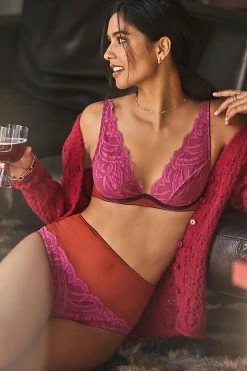 Best Pirce ???? Dora Larsen Alba Lace High Apex Underwire Bra MEDIUM PINK ????