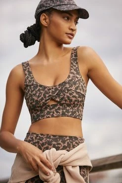 Cheapest ???? Varley Let's Go Staunton Bra BROWN MOTIF ????