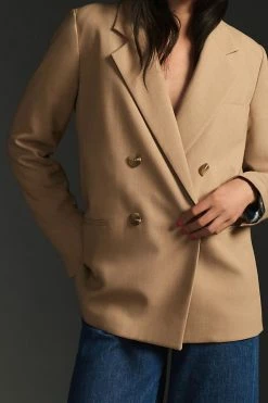New ???? Maeve Double-Breasted Blazer HEATHERED CAMEL ???? -Sweaty Betty Shop unnamed file 622