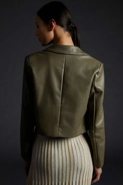 Buy ???? Avec Les Filles Cropped Faux Leather Jacket MOSS ???? -Sweaty Betty Shop unnamed file 634