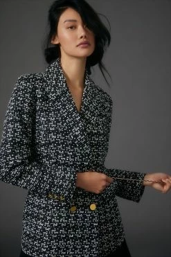 Coupon ???? Maeve Double-Breasted Tweed Jacket BLACK ✨