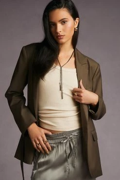 Best Pirce ???? Mare Mare X Anthropologie Tie Blazer MOSS ????