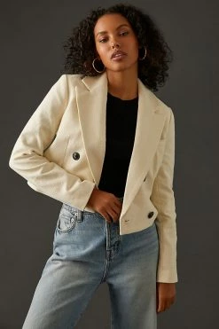 New ???? Maeve Cropped Double-Breasted Jacket WHITE ????