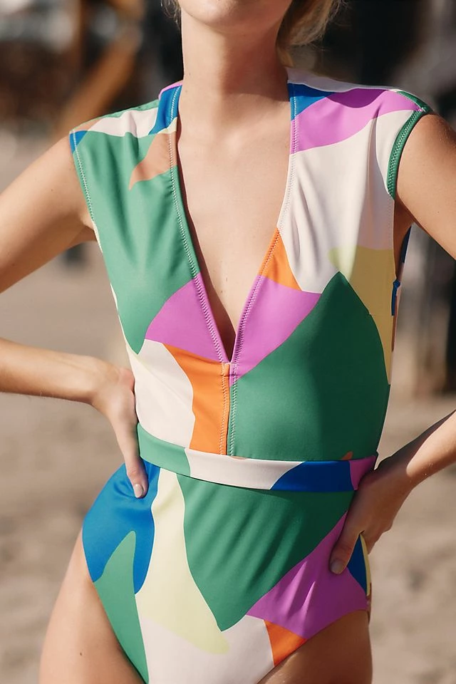 Sanctuary Cap-Sleeve V-Neck One-Piece Swimsuit Promo ❤️ Sanctuary Cap-Sleeve V-Neck One-Piece ???? Swimsuit NOVELTY ✔️ -Sweaty Betty Shop unnamed file 924