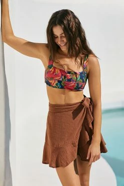 Flash Sale ???? Farm Rio Square-Neck ???? Bikini Top MEDIUM PINK ????